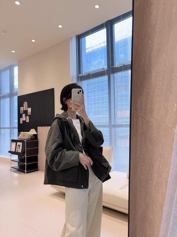 LU柜新款！山系连帽冲锋风衣休闲大口袋工装短外套女宽松秋季新款|undefined
