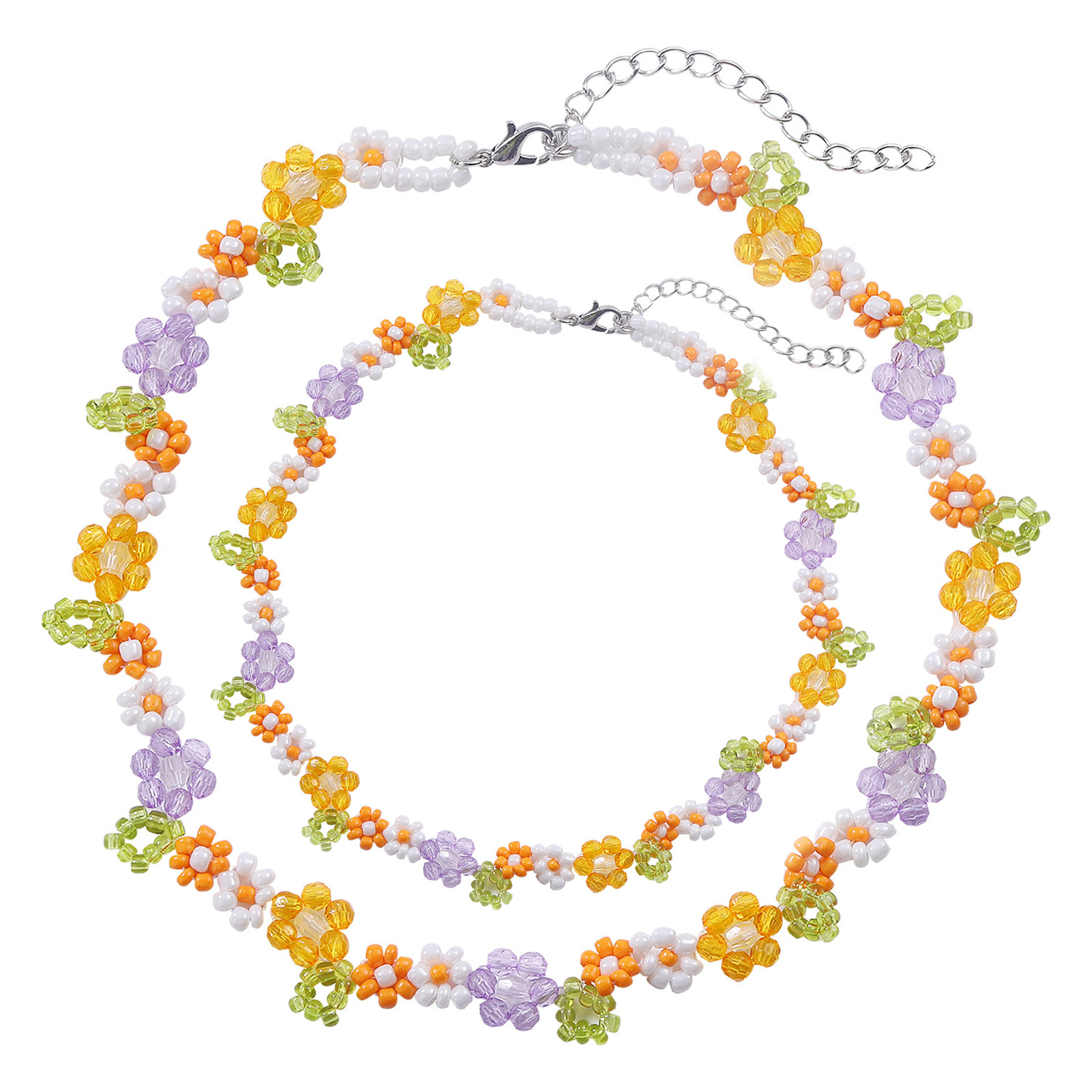 Fashion Simple Color Crystal Flower Resin Necklace Bracelet display picture 1