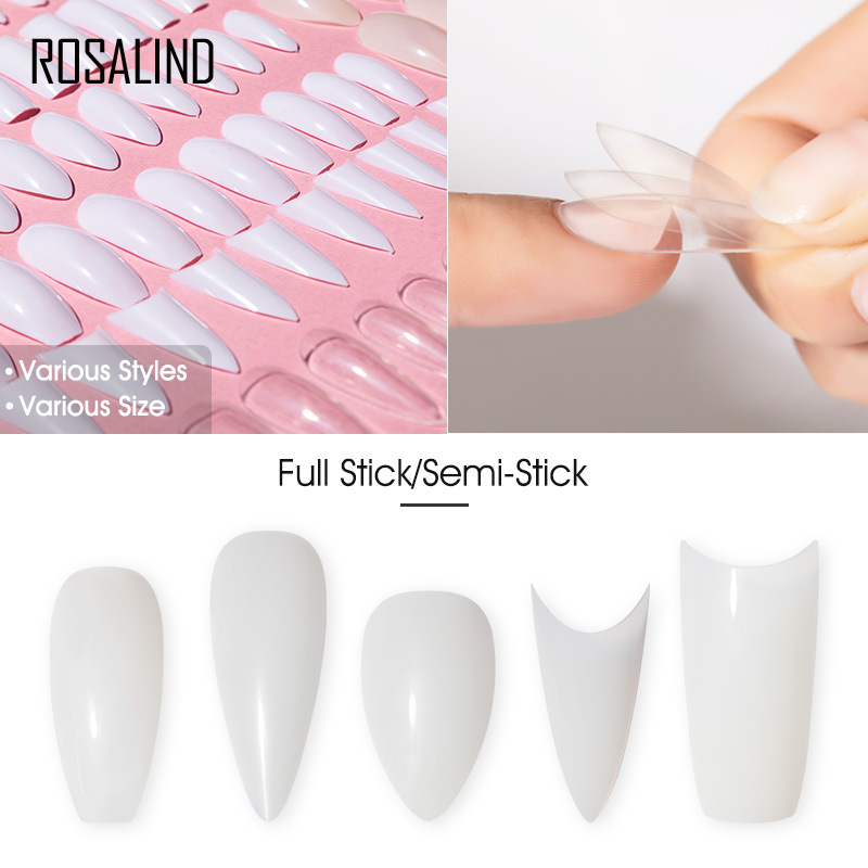 rosalind新款美甲甲片10pcs袋装 5种甲型透明肉色白色穿戴甲贴片