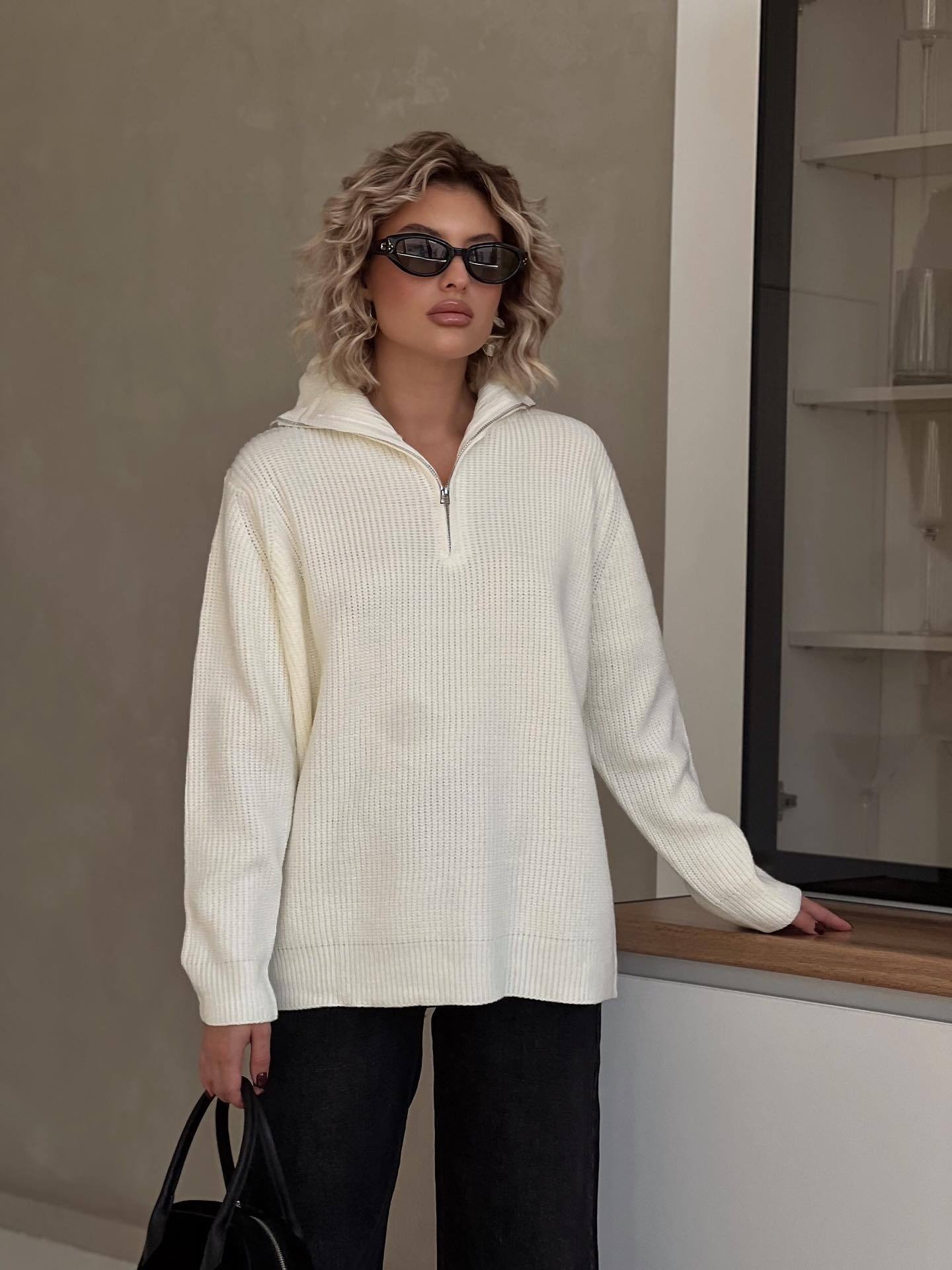 Pull minimaliste unisexe en coton bio à maille drop-stitch_voghion.com