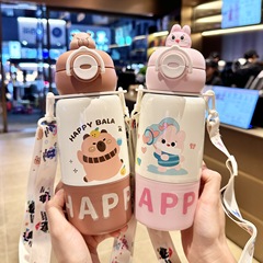 子供の新しいダブルドリンク魔法瓶カップ 316 ステンレス鋼かわいい人形ストローカップ学生ポータブル大容量ウォーターカップ