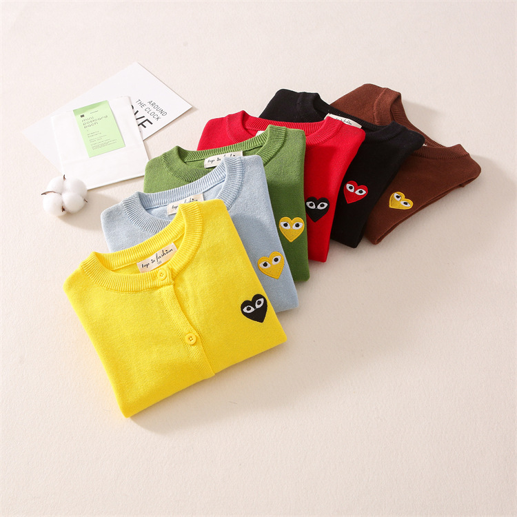 Four Seasons love small cardigan baby children's clothing thin sweater Boys Girls knitted cardigan summer long sleeve coat