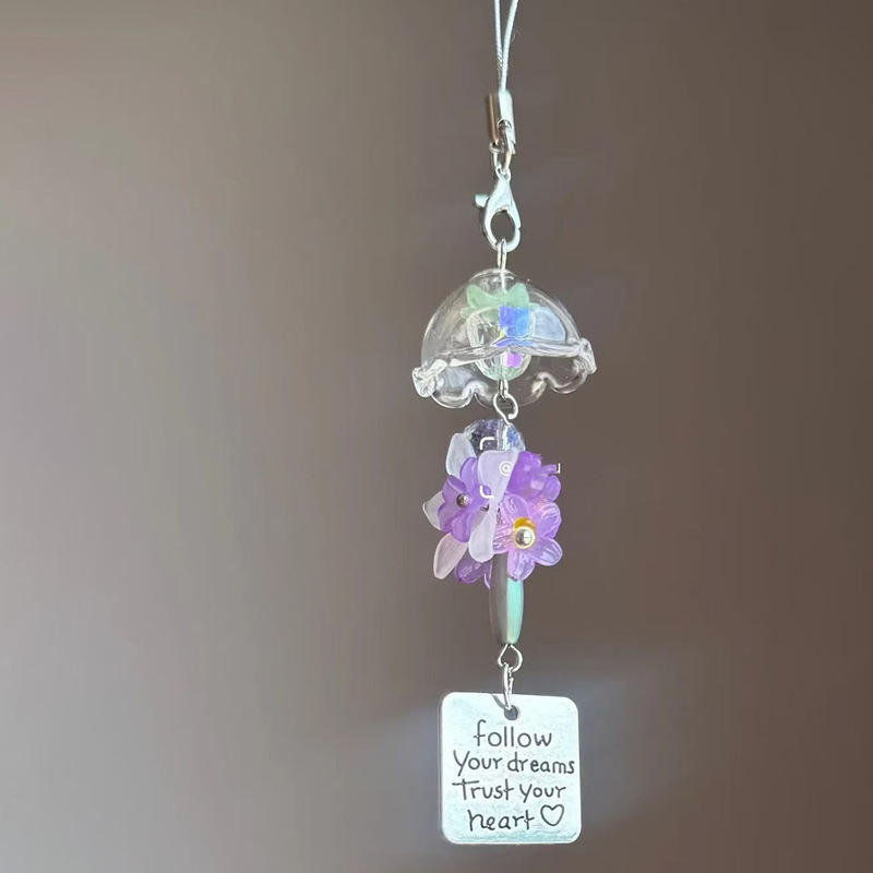 Iris purple wind chime phone chain, Instagram-style keychain, handmade beaded bag charm, versatile accessory for phones Iris purple wind chime phone chain, Instagram-style keychain, handmade beaded bag charm, versatile accessory for phones