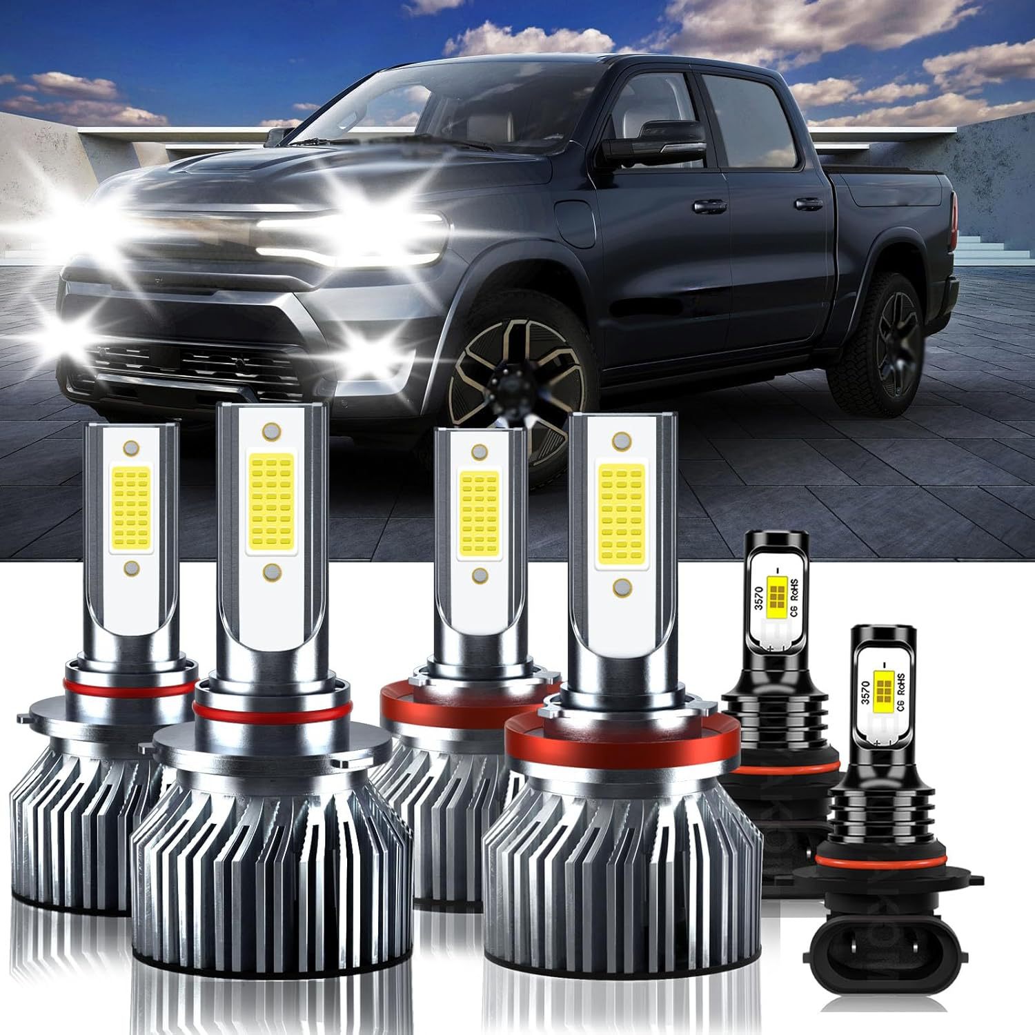 Faros transfronterizos de automóviles LED faro de niebla 9005 9006 h11 CSP LED conjunto de luz blanca image 1