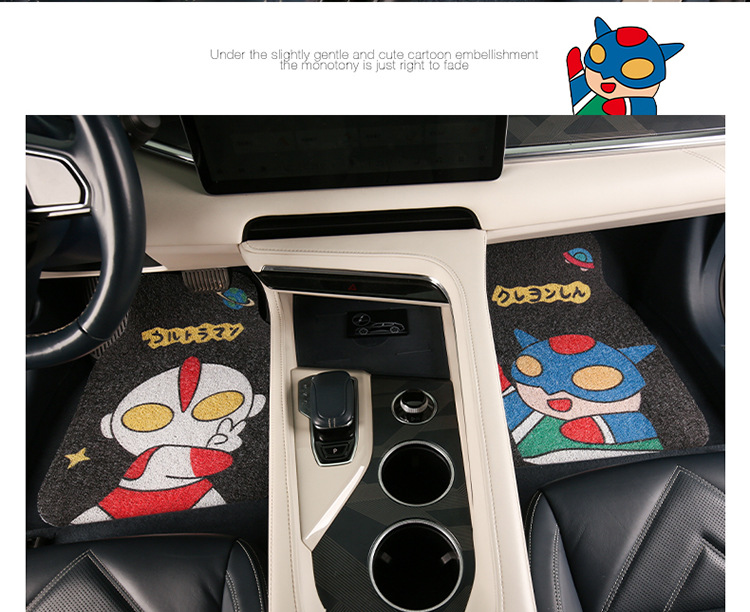 Cute cartoon car mat wire ring monolithic car main driving anti-dirty carpet protection mat thickened universal girls