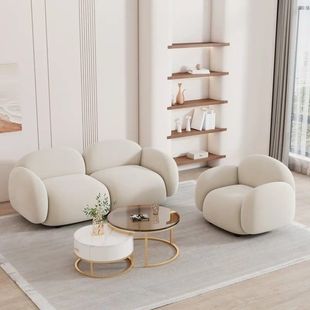 Modern Internet-Famous Cream-Style Small Sofa for Home Use in Small Apartments, Suitable for Bedroom and Living Room, Double Reception Fabric Sofa
