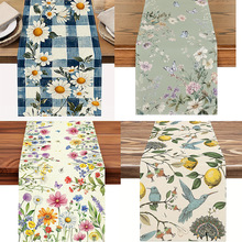 桌旗轻奢高级感热卖春季亚麻桌布餐桌装饰桌旗印花桌旗jit代发