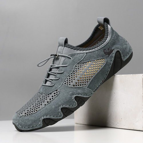 Bestselling Summer Men's Casual Sports Shoes Wide Size Stitched Leather Mesh Shoes Octopus Men's Shoes