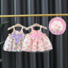 Summer dress girl's with bow, floral print, lifting effect