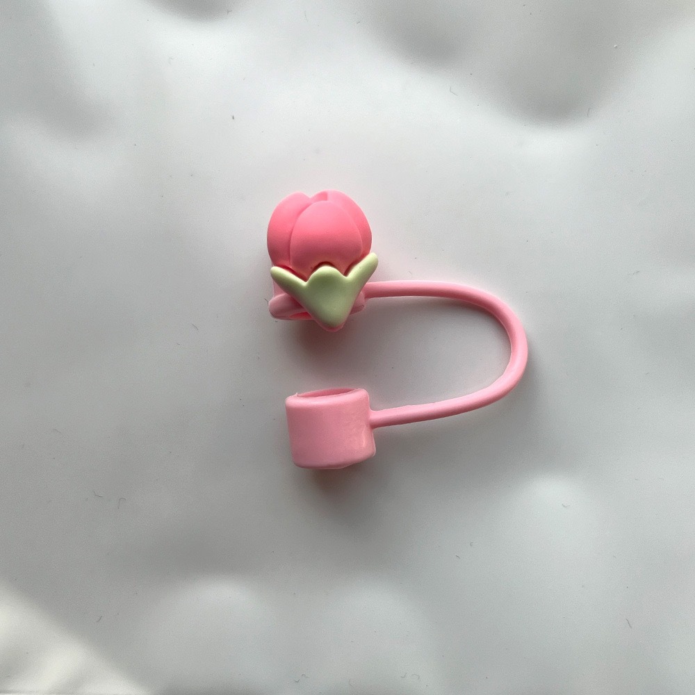 Nuevo cross-border cerezo silicona mangas de paja tapa de paja de vidrio flor serie de tapón de paja de polvo