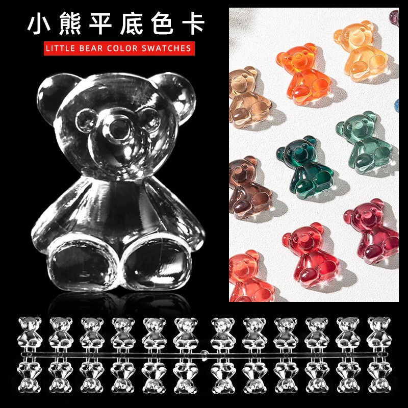Nail Art Bear Bean Color Card Nail Polish Glue Color Display Color Card Acrylic Transparent Color Plate