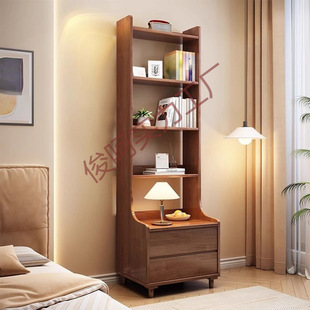 Solid Wood Storage Rack Home Bedside Cabinet Study Bookshelf Simple Modern Living Room Storage Rack Multi-Functional Storage Cabinet