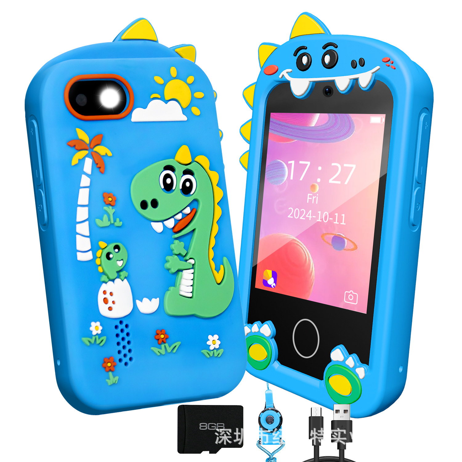 Teléfono móvil para niños, cámara, pantalla táctil, rompecabezas, máquina de educación temprana, dinosaurio, arco iris, caballo, cámara, video, regalo