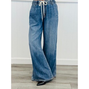 U 53030 Drawstring Wide Leg Jeans ���K���ѝ �羳����