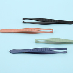 Colored horizontal stripe eyebrow tweezers Stainless steel eyebrow tweezers Eyebrow shaping beauty tools Eyelash tweezers