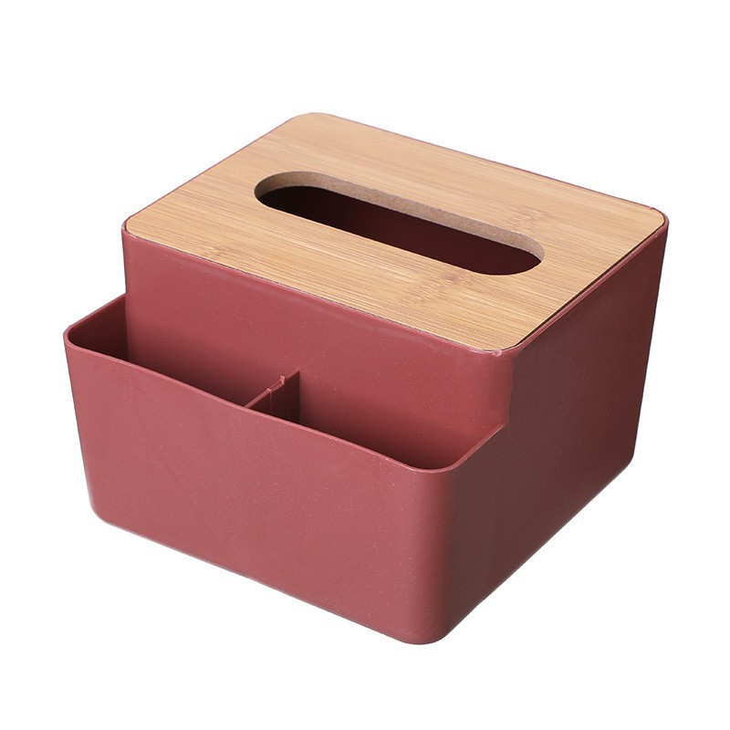 Caja de pañuelos de escritorio creativa sala de estar del hogar caja de almacenamiento de control remoto de plástico simple caja de pañuelos de bambú multifuncional
