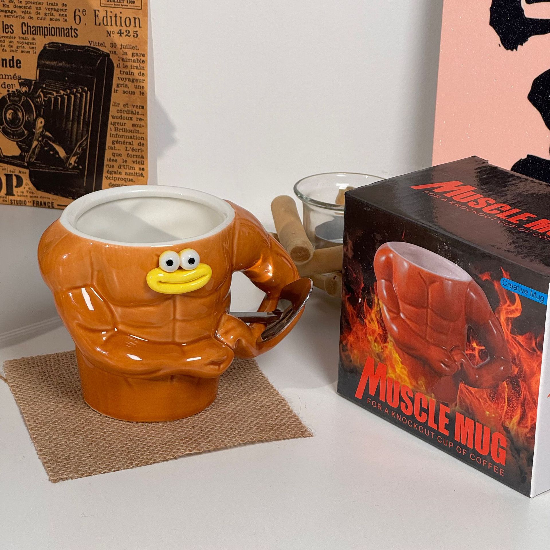 Funny Water Masculine Muscle Ceramic Coffee Tea Cup, Student Mug, Birthday Gift For Girls_voghion.com