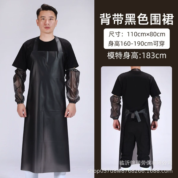 Thick halter neck apron black waterproof apron