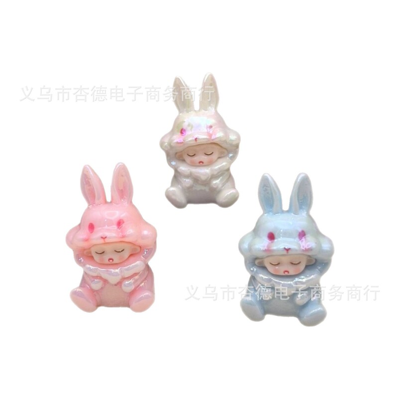 新款云梦电镀小兔 diy树脂盲袋配件饰品对对碰车载桌面小摆件玩具|undefined