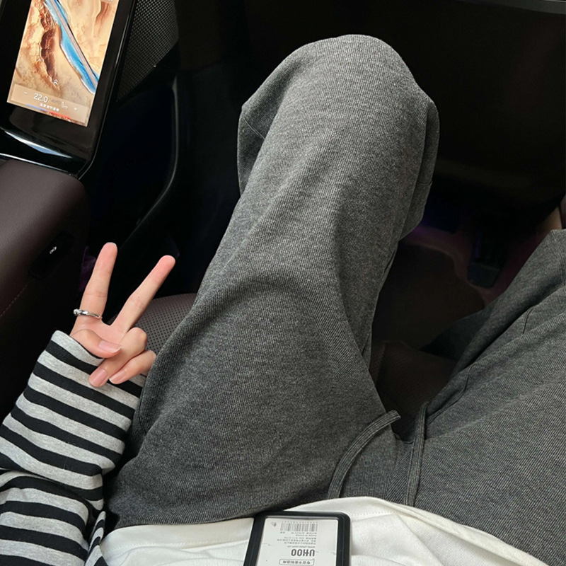 宽腰窄版糯米裤女秋季高腰休闲直筒裤小个子松弛感宽松显瘦阔腿裤