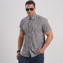 跨境速卖通新款夏季大码短袖花衬衫男休闲宽松大号短袖碎花衬衣男