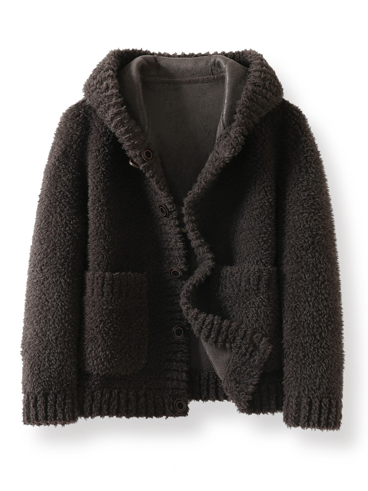 2025 nuevo chaqueta corta de moda coreana de moda de invierno y otoño con piel de hombre con capuzas