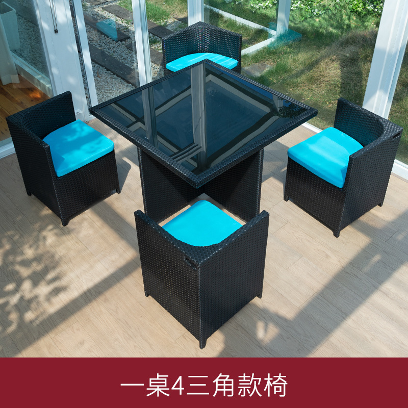 Al Aire Libre mesa y silla patio ocio ratán mesa y silla combinación terraza jardín al aire libre Mesa de té Muebles silla impermeable Protección solar