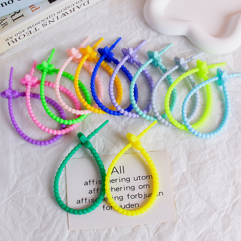 Colorful Star silicone rope keychain diy jewelry accessories key rope tie earphone cable storage strap lanyard Colorful Star silicone rope keychain diy jewelry accessories key rope tie earphone cable storage strap lanyard