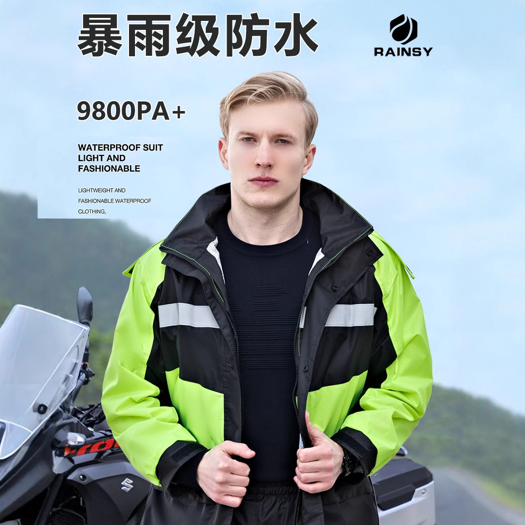 남녀공용 성인용 오토바이 테이크아웃 라이딩 방수 재킷과 바지 세트, 두꺼운 방수 보호복