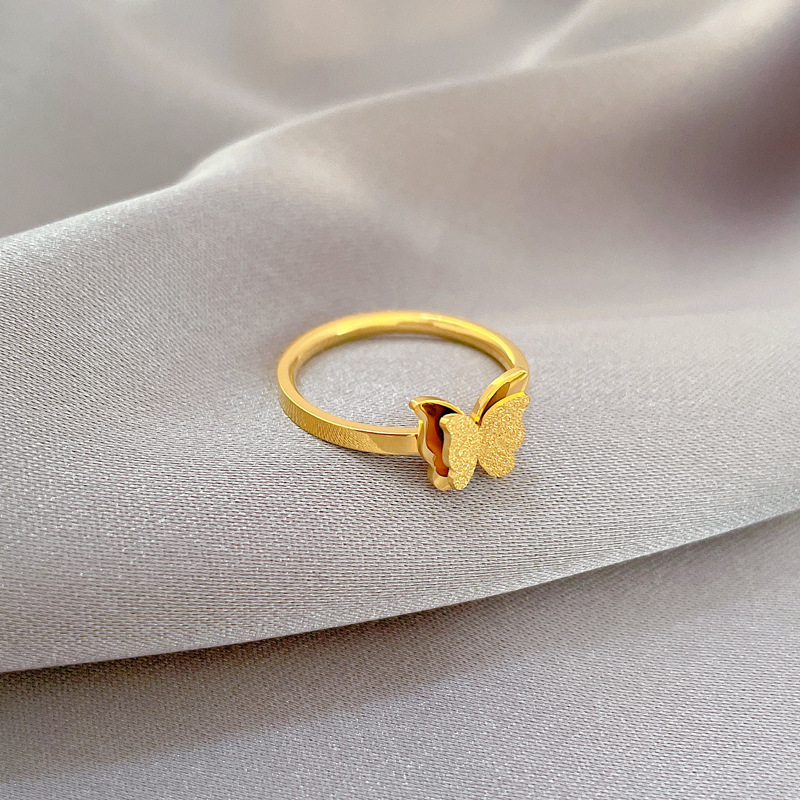 Minimalistische vlinder ring van titaniumstaal dames heren_voghion.com