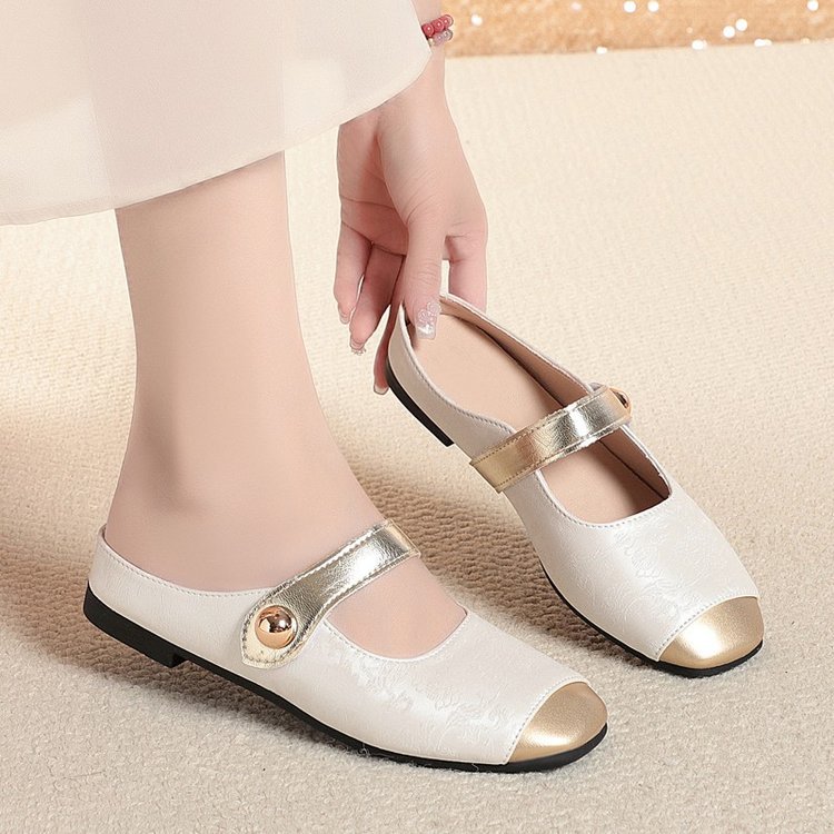 Summer retro comfortable Mary Jane shoes flat square toe low-cut