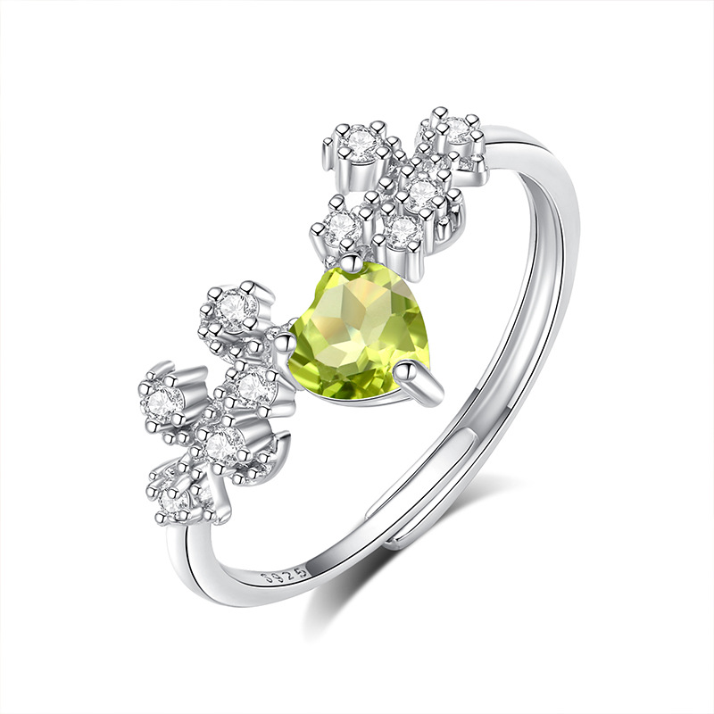 Douyin Internet Red con el mismo diseño de nicho anillo de piedra natural Gypsophila femenina anillo de plata de ley s925 joyería de alta calidad