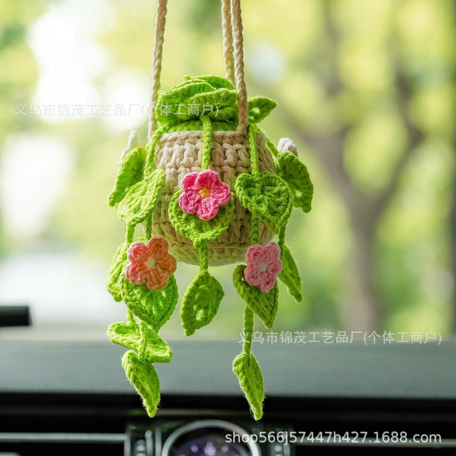 Car hanging – Yà mǎ Ornament Car Interior - hollow-leaf-pink-flower-basket
