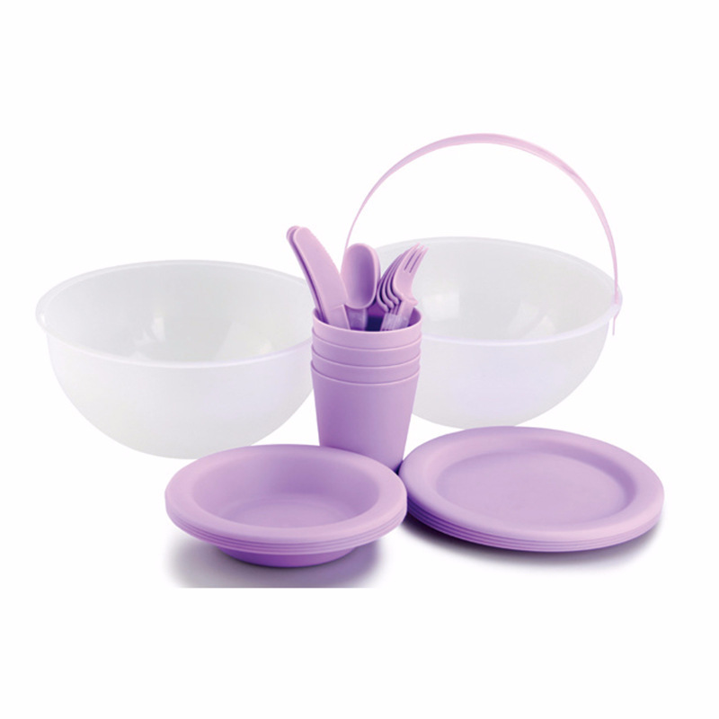 Plastic household goods set camping tableware set picnic set outdoor picnic plate cup fork spoon