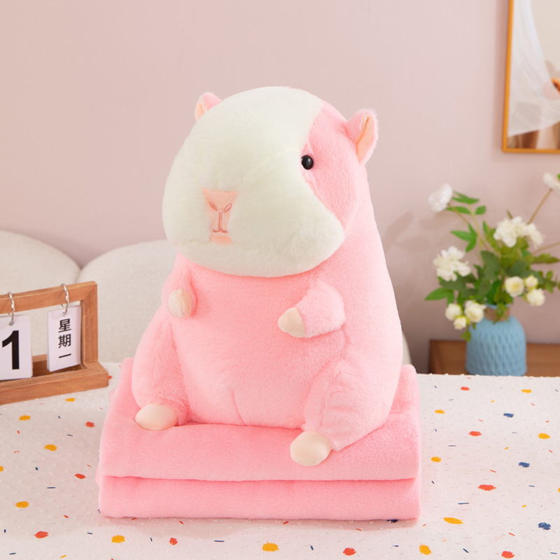 Lindo hamster almohada para la siesta edredón almohada para coche edredón cojín de doble uso edredón almohada grande manta de aire acondicionado de lana de coral