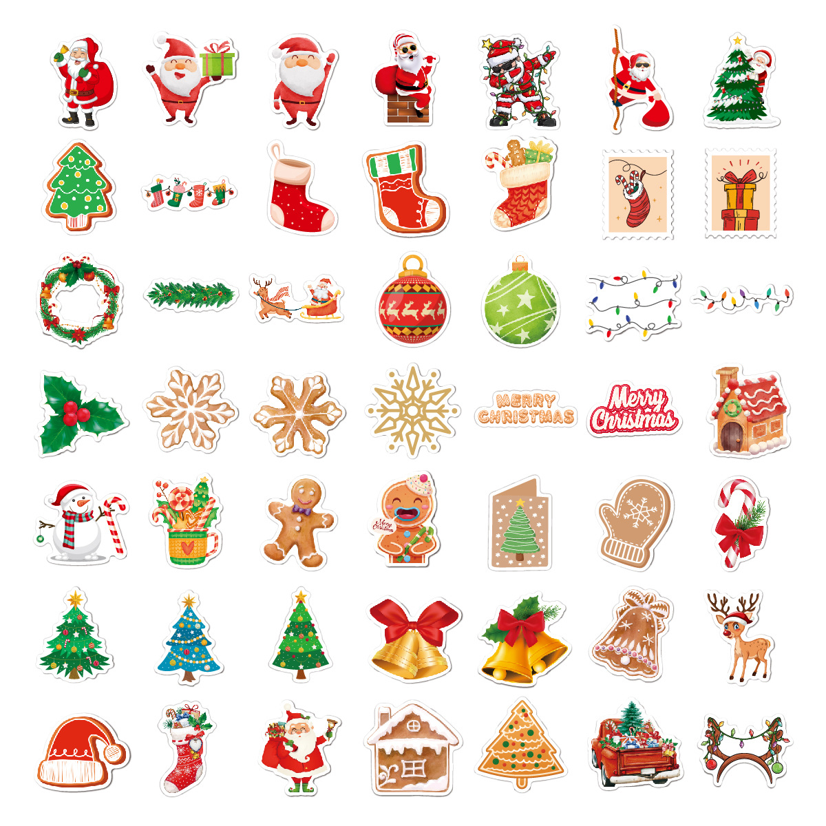 Cute Cartoon Christmas Stickers 50 Pieces Holiday Decoration Sticker Wholesale display picture 4
