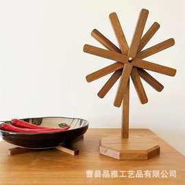 实木杯垫多功能木质餐垫杯垫隔热垫家用装饰风车摆件碗垫耐热垫
