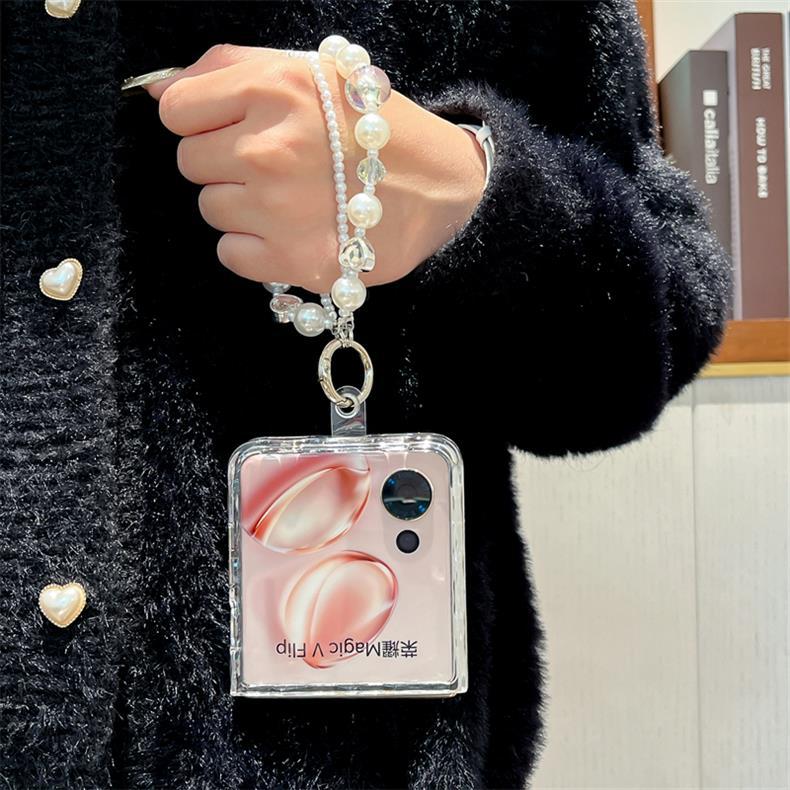 Transparent Folding Phone Case For Honor Magic V Flip With Bracelet_voghion.com