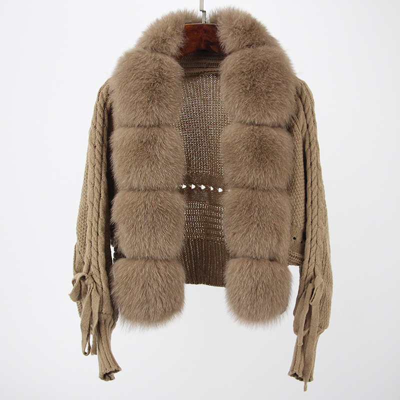 Cross-Border E-Commerce 2025 New Autum Knitwear Fox Fur Cardigan Knitted Fox Fur Outwear for Women Cross-Border E-Commerce 2025 New Autum Knitwear Fox Fur Cardigan Knitted Fox Fur Outwear for Women