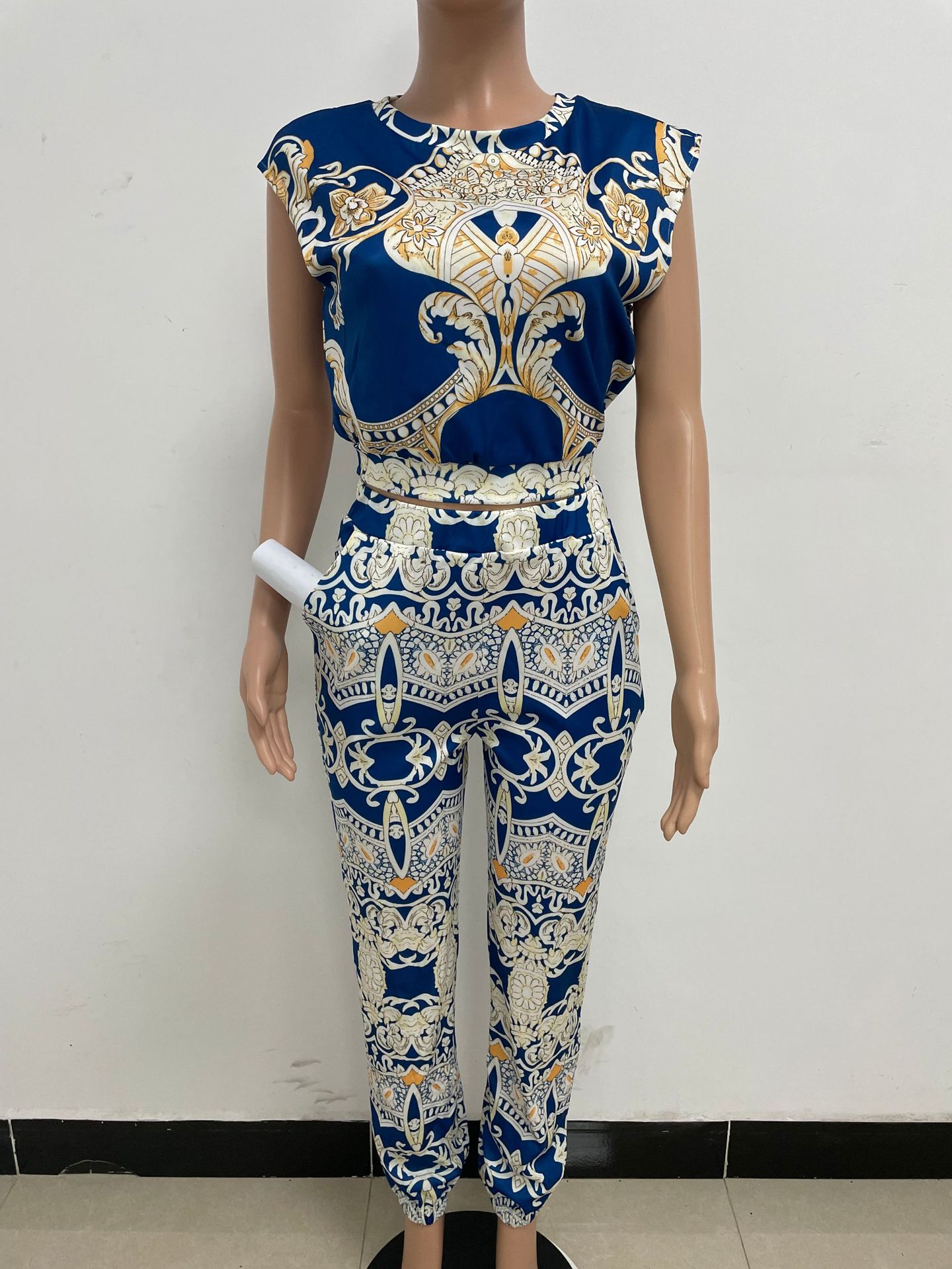 350g Weight Sleeveless Sleeve Length Spandex, Polyester Fabric Type Pant Co-ord Set Sets Type 2 Pieces Set Quantity Daily Occasion Round Neck Neckline Slim Fit Type Printing Pattern Summer Season Women's Gender Vacation Style Daily Women's Vacation Printing Spandex Polyester Pant Co-ord Set Pants Sets 13