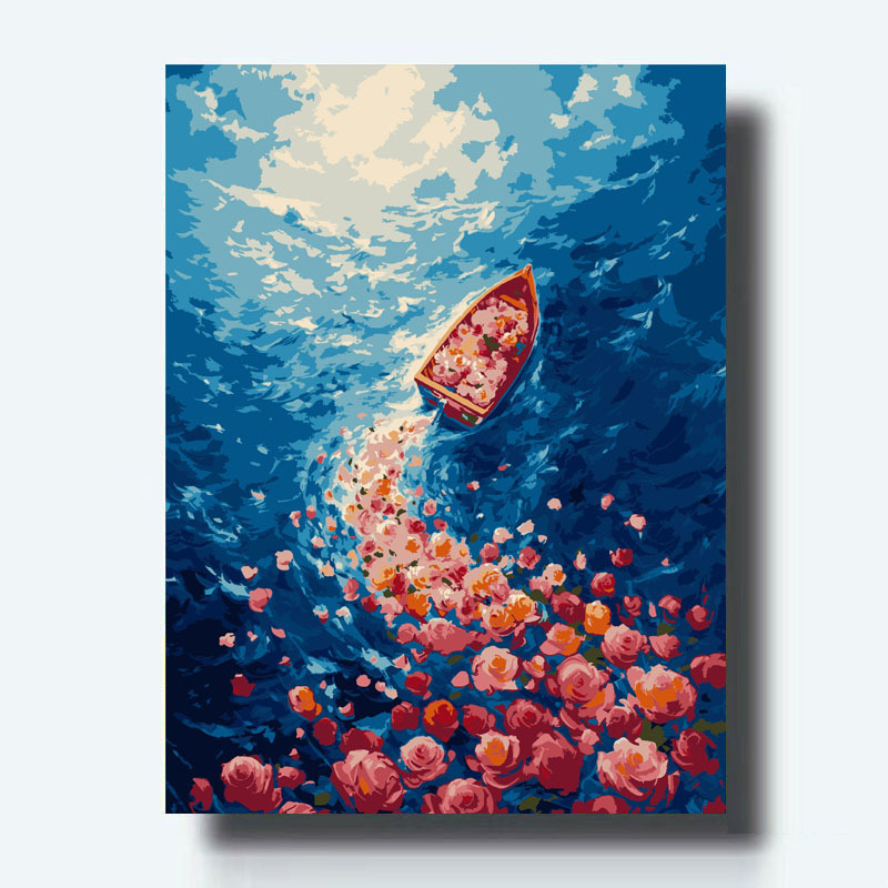 Sailing Blossom Digital Oil Painting diy Filling Handmade Graffiti Adult Decompression Hand-painted Oil Painting Living Room Hanging Painting