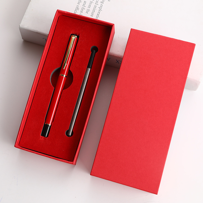 Juego de alta calidad rojo regalos de negocios metal bolígrafo de firma bolígrafo personalizado logotipo publicitario bolígrafo neutro