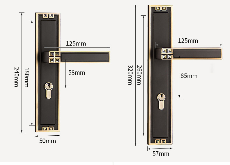 Khóa cửa phòng chống ồn cổ điển bằng đồng BR33-33 12 không xác định