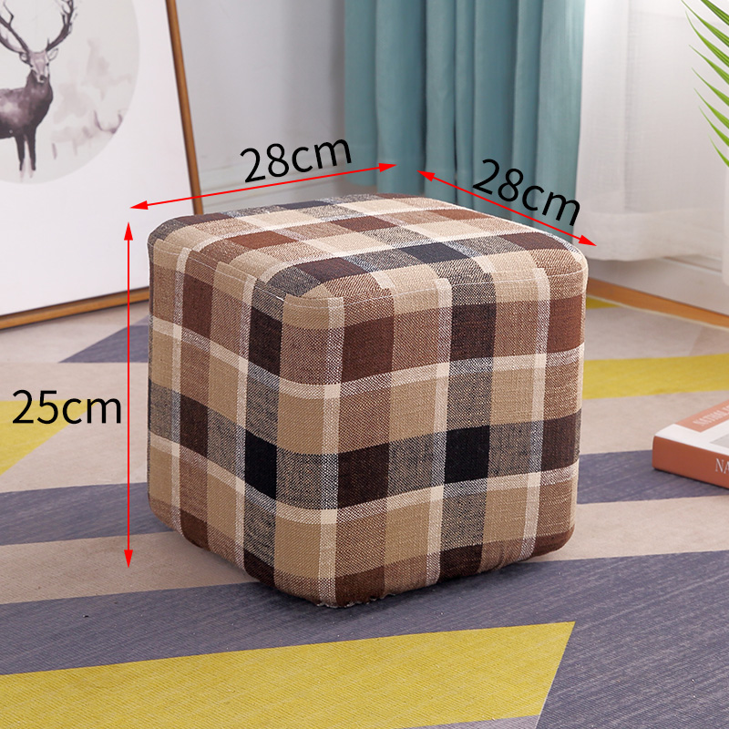 Taburete de tela de madera maciza para cambiar zapatos Taburete de moda Taburete de sofá creativo Taburete de mesa de centro Taburete redondo Taburete de banco pequeño para el hogar