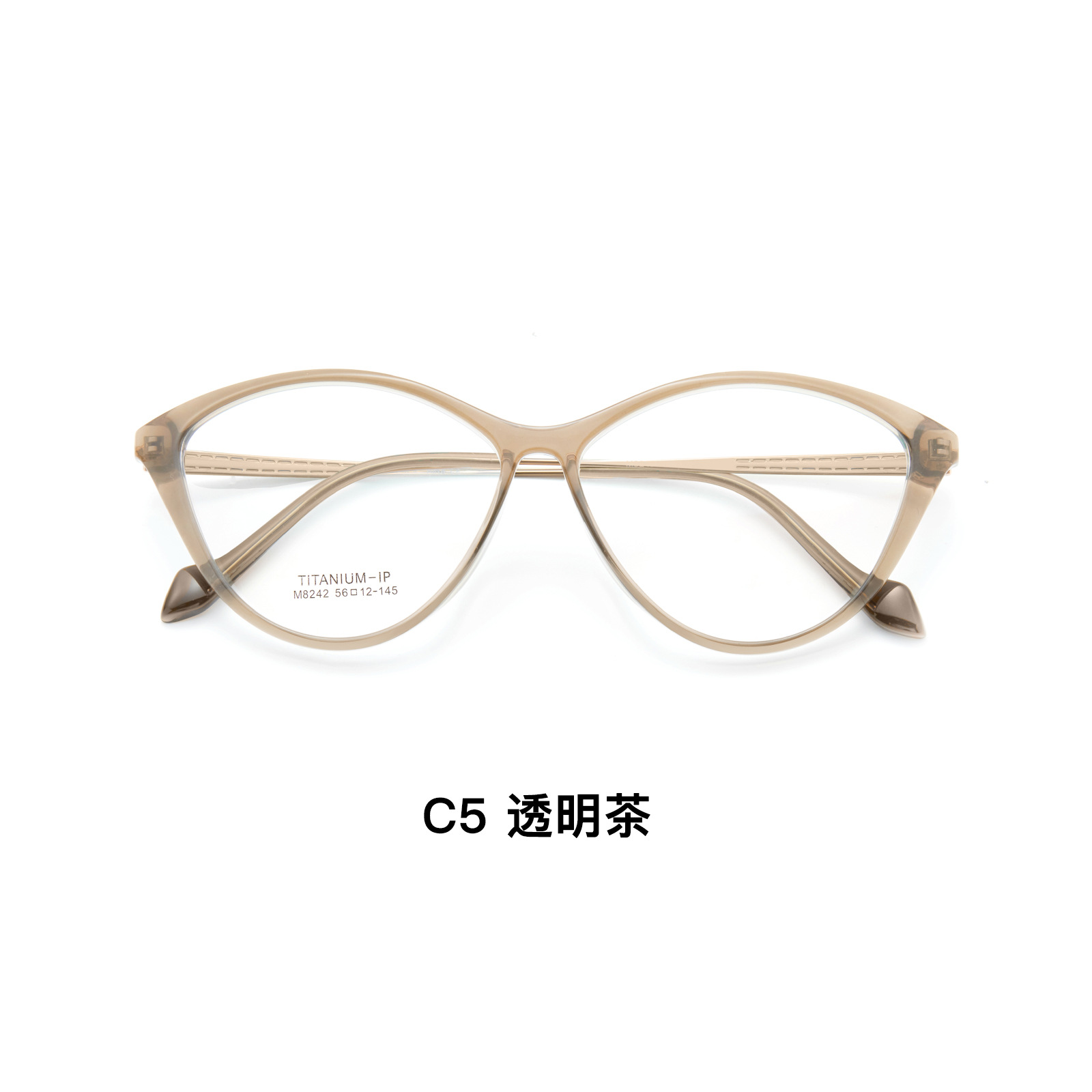 Retro francés ojo de gato red TR gran cara marco de gafas vacío IP pierna de titanio anti-deformación Danyang marco de gafas al por mayor