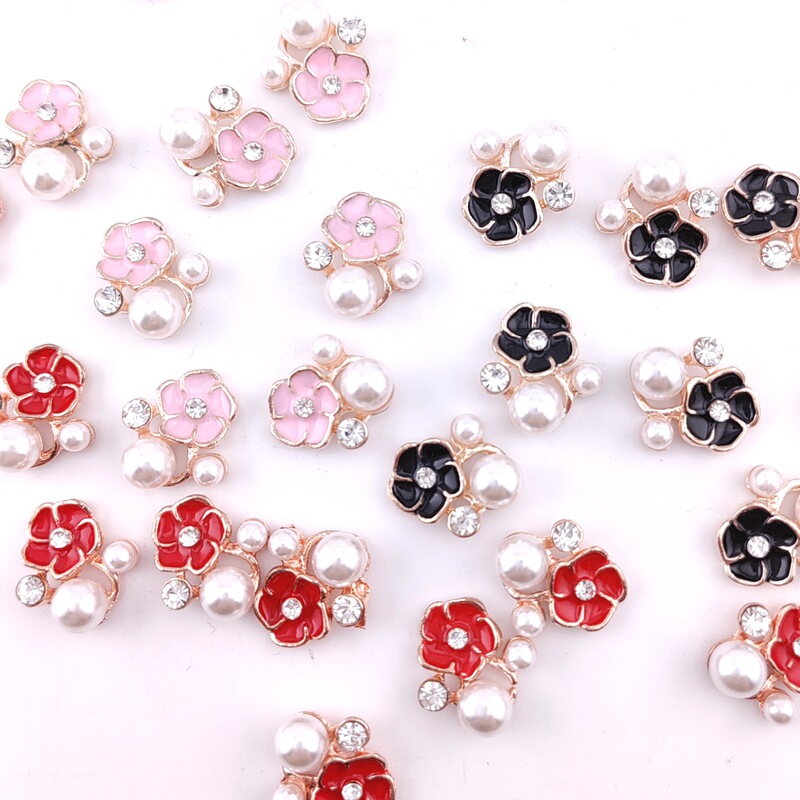 Alloy oil petal jewelry accessories mobile phone case rhinestone pearl material hair accessories handmade bow accessories wholesale