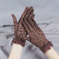 Женская весна и лето солнцезащитные перчатки леопардовый принт сетка марлевые перчатки для вождения солнцезащитные перчатки