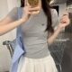 Spice Girls Shoulder Short-sleeved T-shirt Women's Summer 2024 New Figure Pure American Tight Short Tea Style Top