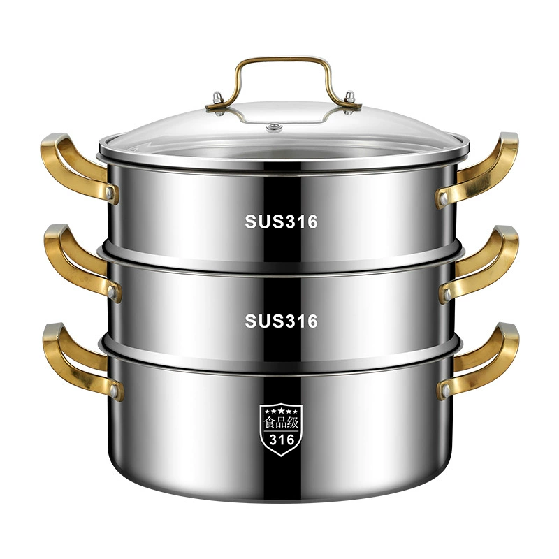 Stainless steel steamer thickened multi -layer home soup steamer nigaret soup hot pot large capacity stewed stew cooker