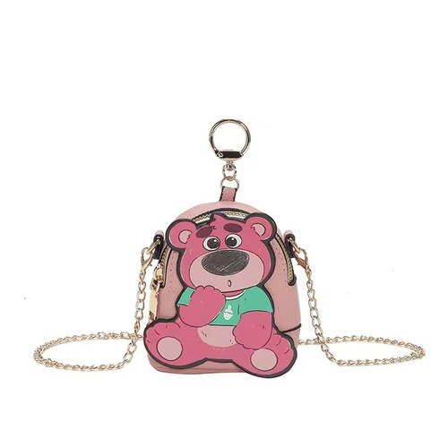 2024 New Pink Bear Keychain Fashion Compatibl... Cross-border Mini Bag Wallet